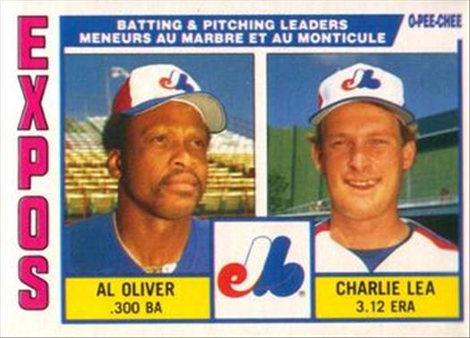 1984 O-Pee-Chee Baseball Cards 332     Expos Leaders#{Al Oliver#{Charlie Lea#{(Team check